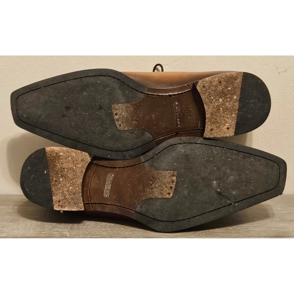 Mezlan S108 Mens Brown Patina Asymmetrical Oxford Leather Square Toe Spain 9.5 M